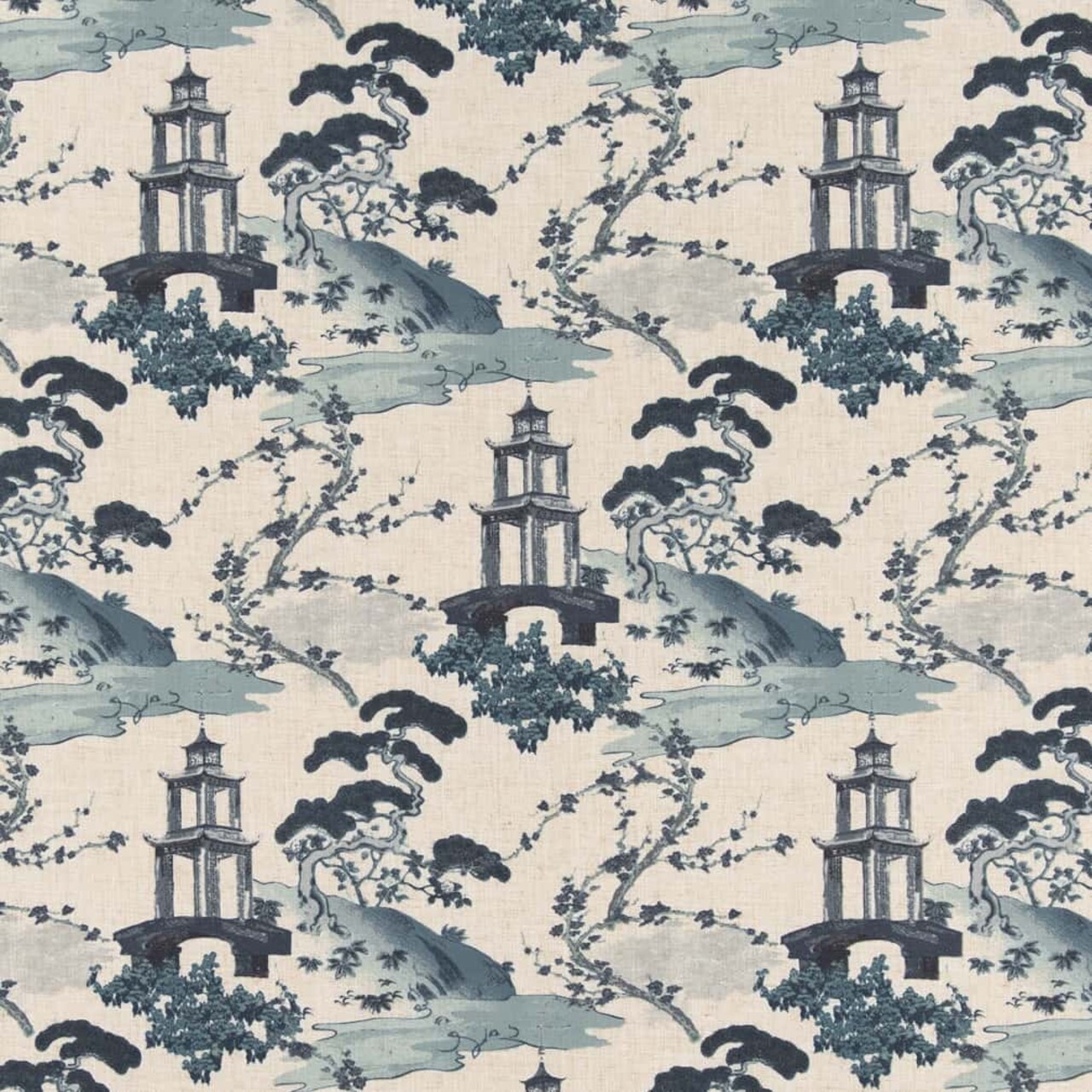 Upholstery Fabric - Blue Global,Toile Upholstery Fabric 54 Inches"
